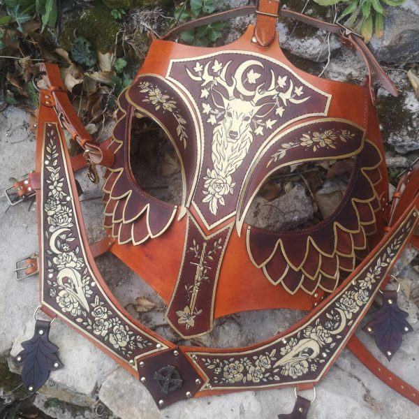 armure cerf brun et cognac